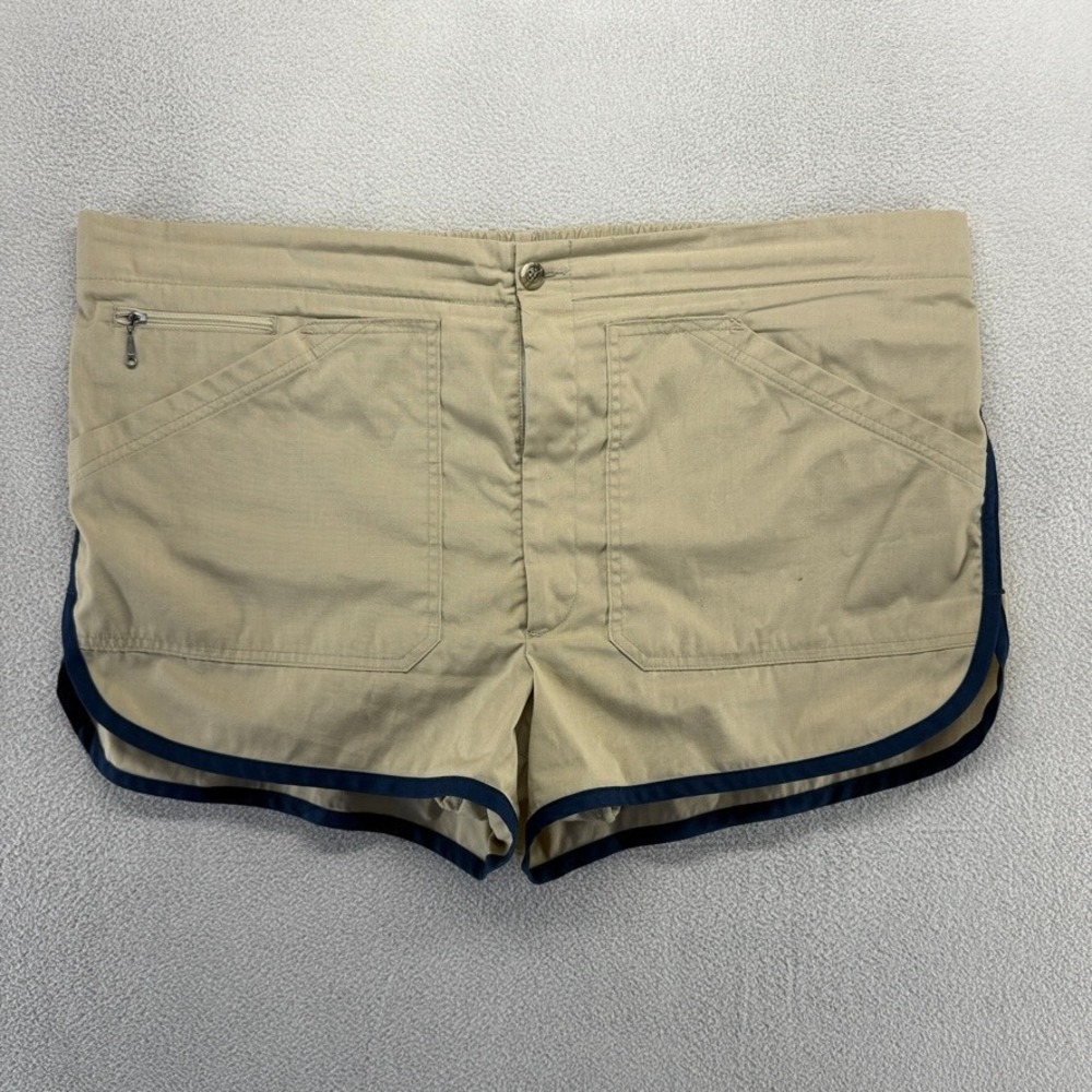 Vintage Mighty mac Shorts Men's 42 Beige Tan Coaches Elastic USA 70s 80s Talon